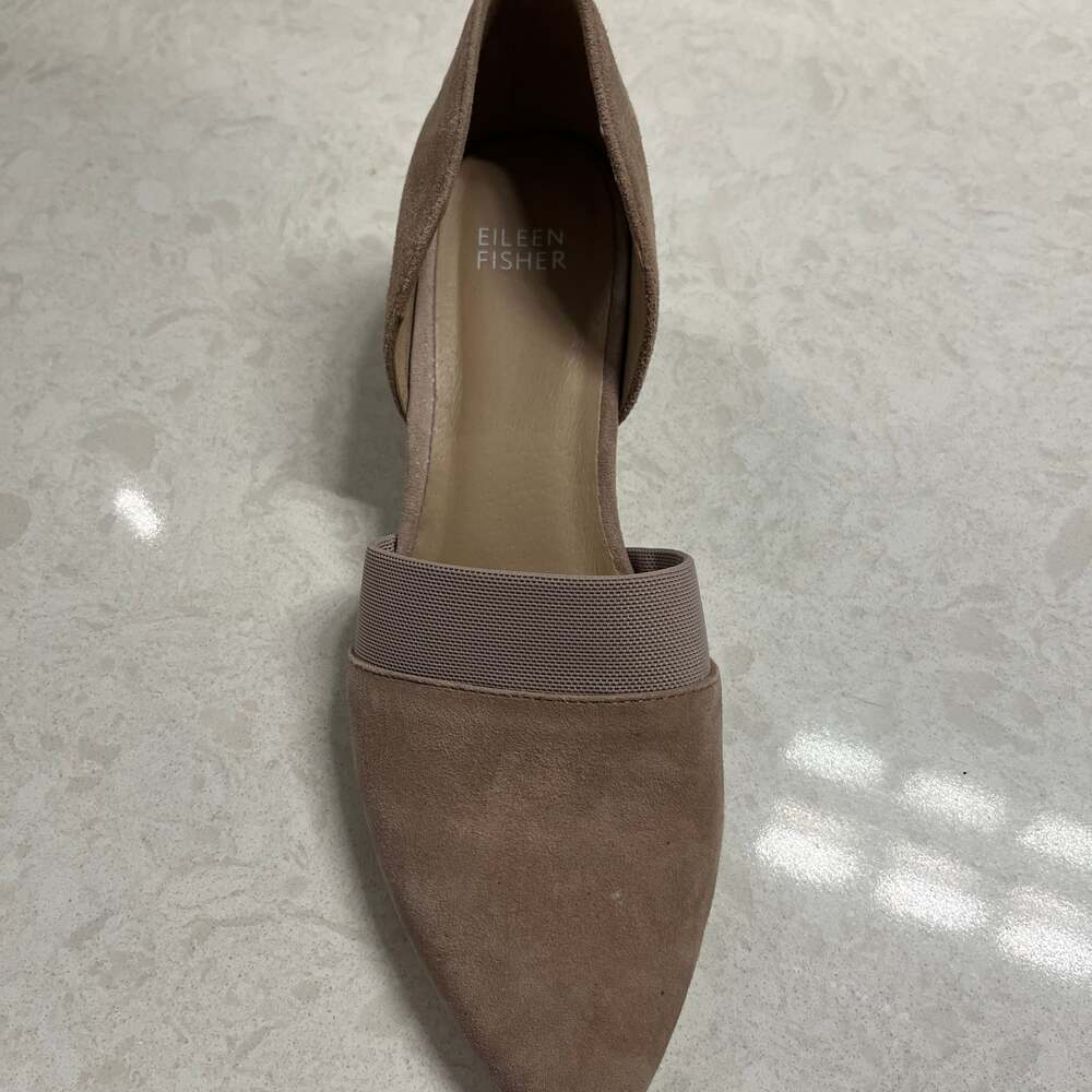 Eileen Fisher Hilly Suede D'Orsay Wedge Pumps in Tan